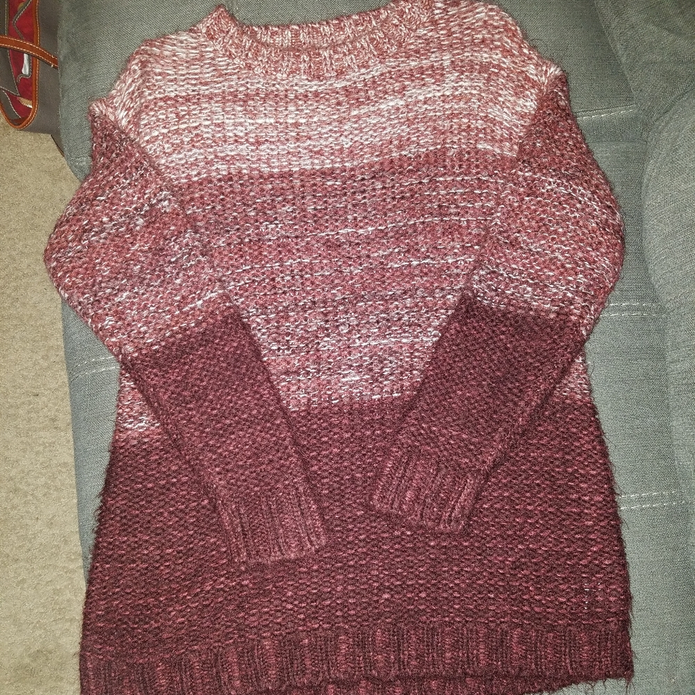 Cute Cream and Cranberry Ombre sweater